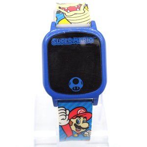 Vintage Super Mario Bros Digital Watch Unisex Blue Stainless Steel Rubber Band